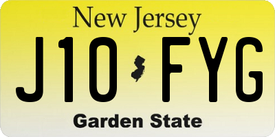 NJ license plate J10FYG