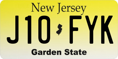 NJ license plate J10FYK
