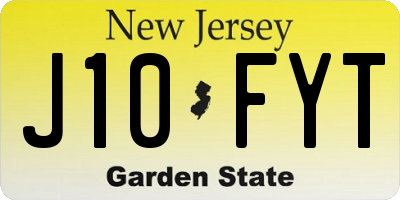 NJ license plate J10FYT