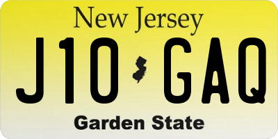 NJ license plate J10GAQ