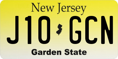 NJ license plate J10GCN