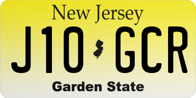 NJ license plate J10GCR