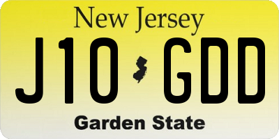 NJ license plate J10GDD