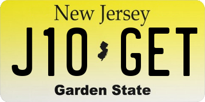 NJ license plate J10GET