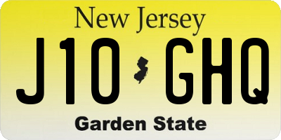 NJ license plate J10GHQ