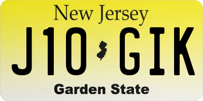 NJ license plate J10GIK