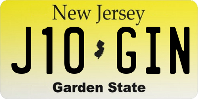 NJ license plate J10GIN