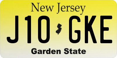 NJ license plate J10GKE