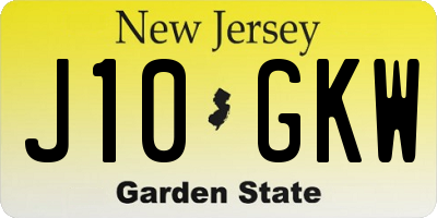 NJ license plate J10GKW