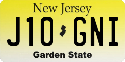 NJ license plate J10GNI