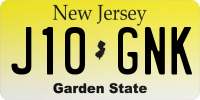 NJ license plate J10GNK