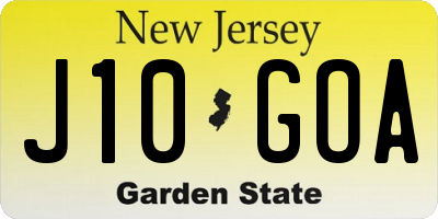 NJ license plate J10GOA