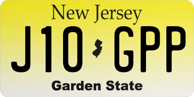 NJ license plate J10GPP