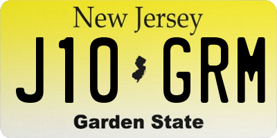 NJ license plate J10GRM