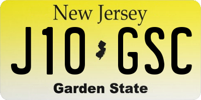 NJ license plate J10GSC