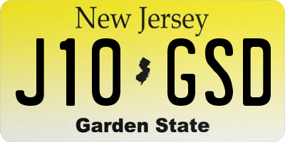 NJ license plate J10GSD