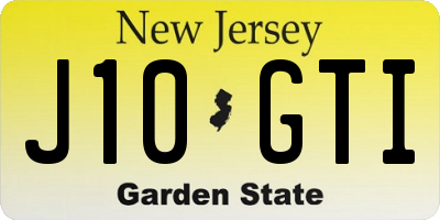 NJ license plate J10GTI