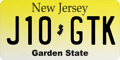 NJ license plate J10GTK