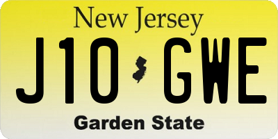 NJ license plate J10GWE