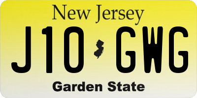 NJ license plate J10GWG