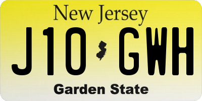 NJ license plate J10GWH