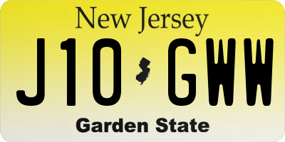 NJ license plate J10GWW