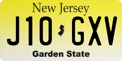 NJ license plate J10GXV