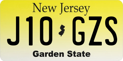 NJ license plate J10GZS