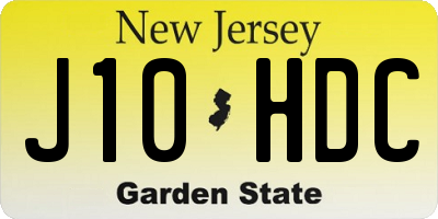 NJ license plate J10HDC