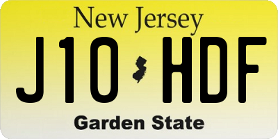 NJ license plate J10HDF