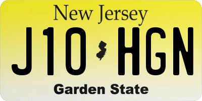 NJ license plate J10HGN