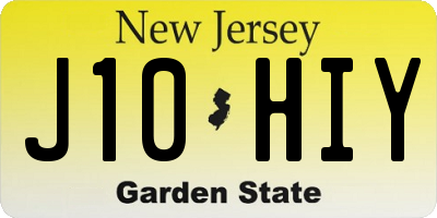 NJ license plate J10HIY