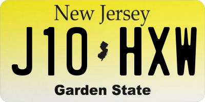 NJ license plate J10HXW