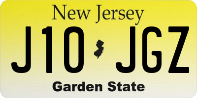 NJ license plate J10JGZ