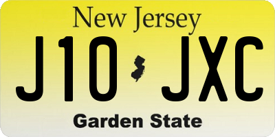 NJ license plate J10JXC