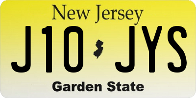 NJ license plate J10JYS