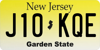 NJ license plate J10KQE