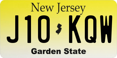 NJ license plate J10KQW
