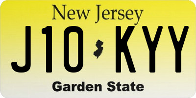 NJ license plate J10KYY