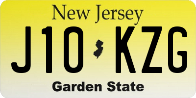 NJ license plate J10KZG