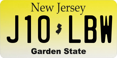 NJ license plate J10LBW