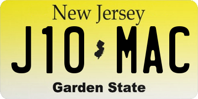 NJ license plate J10MAC