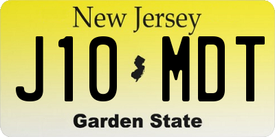 NJ license plate J10MDT