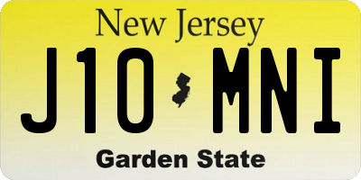 NJ license plate J10MNI