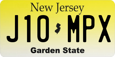 NJ license plate J10MPX