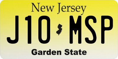 NJ license plate J10MSP