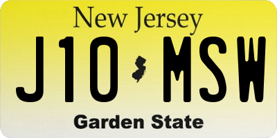 NJ license plate J10MSW