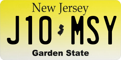 NJ license plate J10MSY