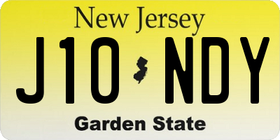 NJ license plate J10NDY
