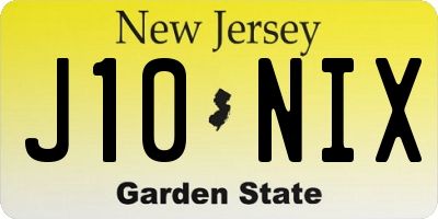 NJ license plate J10NIX